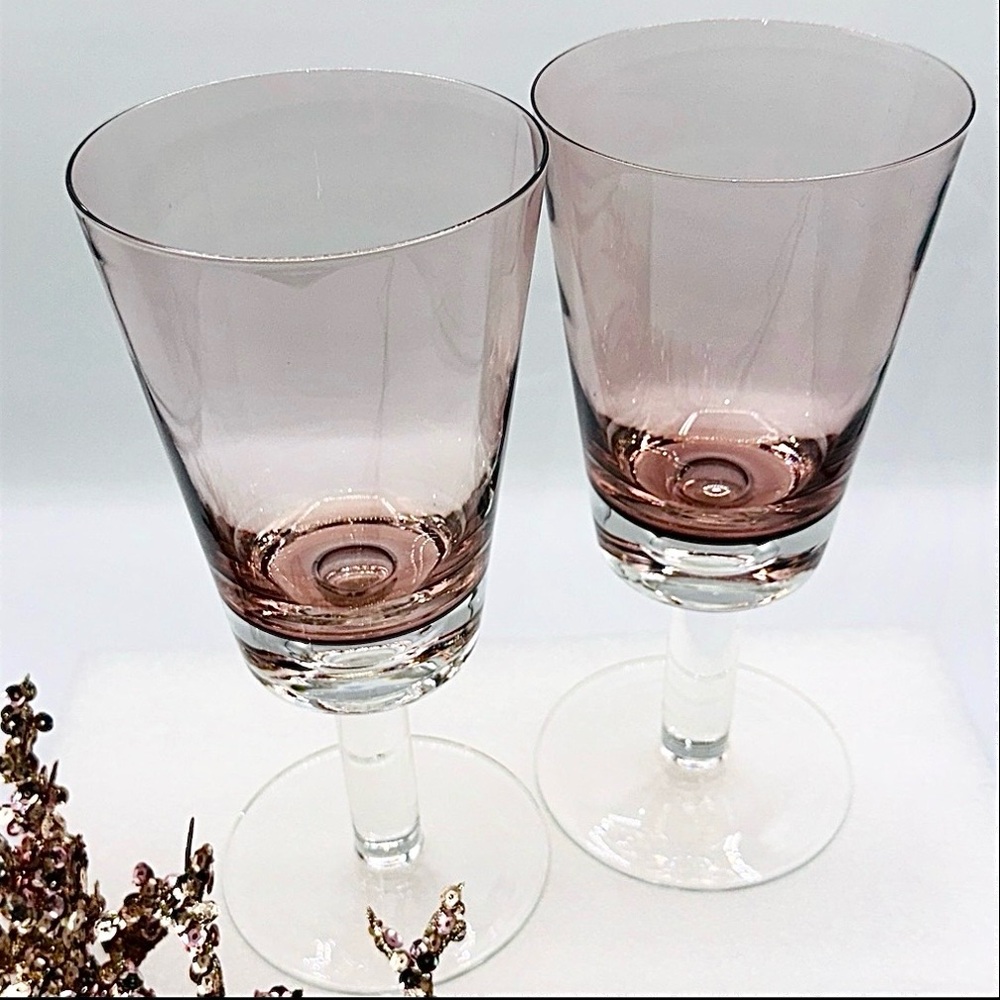 Copy- 2 Crate & Barrel Amethyst Glasses. Bit of Pink and Purple Tones